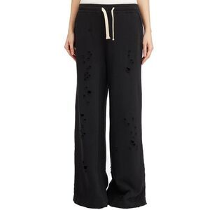 NOSTRASANTISSIMA Women's Distressed Wide-Leg Sweatpants Women BLACK